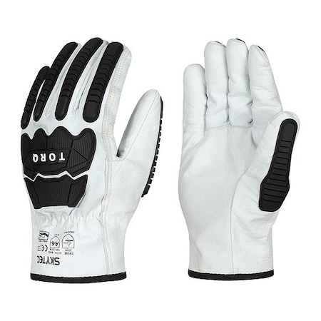 Globus Leather Cut Glove, A6, White, 8/M, PR Skytec Torq Storm 8/M