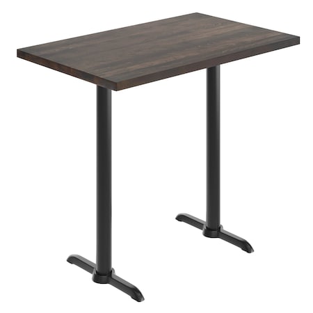 Flash Furniture Bennett 30 in x 48 in Solid Wood Indoor Tabletop in Dark Brown with Dual 5 in x 22 in Bar GSF-REC3048-DKBRN-T0522B-GG