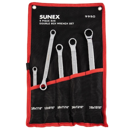 Sunex 5Pc Full Polish Sae Double Box Wrench Set 9950