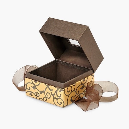 Nashville Wraps Elegant Chocolate Scroll Window Box, Petite 3.75x3.75x3, 18PK BFB1ECS