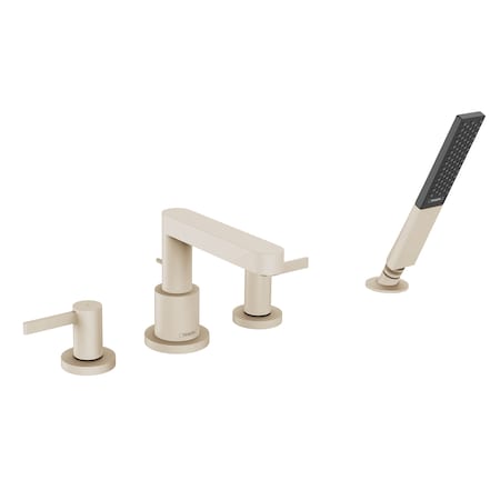 Hansgrohe Finoris 4-Hole Roman Tub Set Trim with 1.75 GPM Handshower in Brushed Nickel 76443821