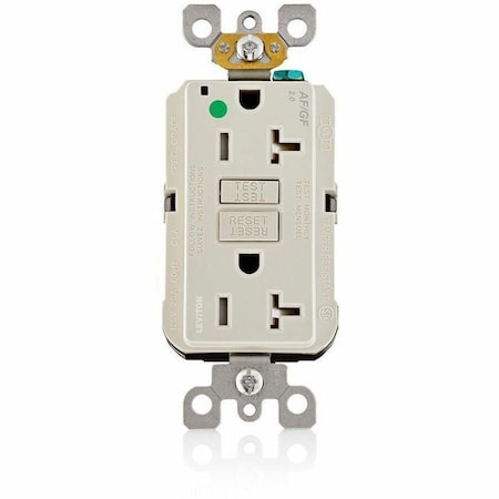 Leviton Receptacle, 20 A, 125V AC, Almond AGTR2-HGT