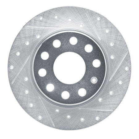 Dynamic Friction Co DFC Brake Rotor - Drilled and Slotted - Silver 631-74059R