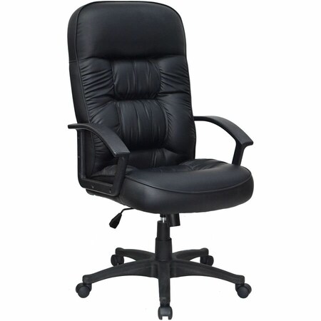 Lorell Executive High-Back Leather Chair, Black LLR60116