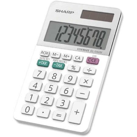 Sharp EL244WB 8Digit Professional Pocket Calculator, White SHREL244WB