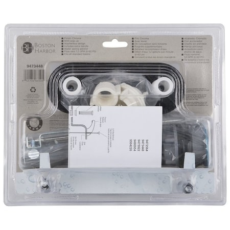 Boston Harbor Lavatory Faucet, 1.5 gpm, 2-Faucet Handle, ABS, Chrome Plated, Lever Handle PF4233