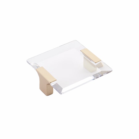 Schaub 2-1/2in Center to Center Positano Clear Cabinet Pull Signature Satin Brass Finish 315-SSB-CL