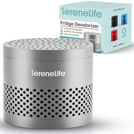 Serenelife Fridge Deodorizer & Odor Eliminator, Multi-Use Refrigerator Deodorizer Aluminum Pod for Freezer SLDEOR10GY