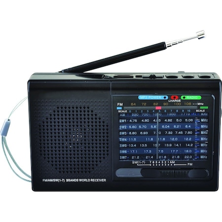 Super Sonic Supersonic 9 Band Bluetooth, Micro SD Card & USB, Black SC-1080BT- BLK