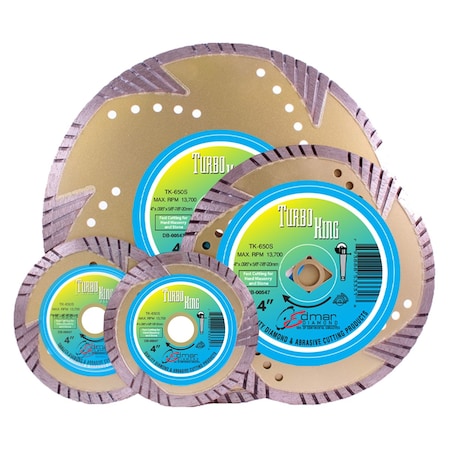 Continental Abrasives 4in x .095in x 5/8in-7/8in Continuos Rim Fin Turbo Diamond Blade Super DB-00547
