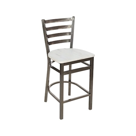 Bfm Seating Lima Ladder Back Counter Height Stool - Antique Wash Relic Seat - Steel Frame - Clear Coat Finish 2160HAWR-CL