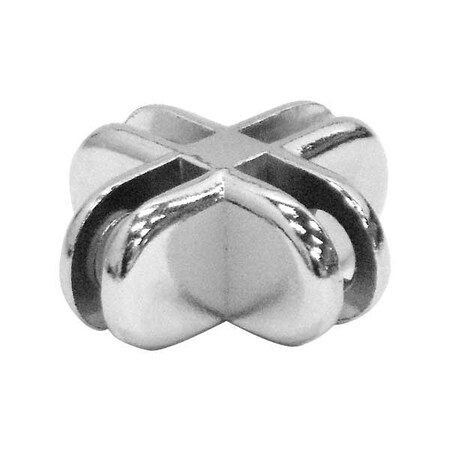 Specialty Store Services 4 Way Chrome Clip Connector For Glass Cube Displays 2977