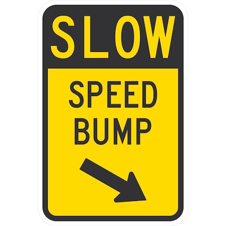 Lyle Slow Speed Bump (Arrow Pointing Bottom Right), 12x18, Engineer Grade, Yellow G-3262-EG_12x18