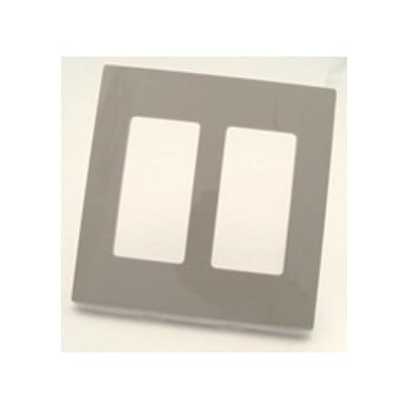 Leviton Decora Wallplate, Screwless, Standard Size, Gang 2, Gray 80309-SGY