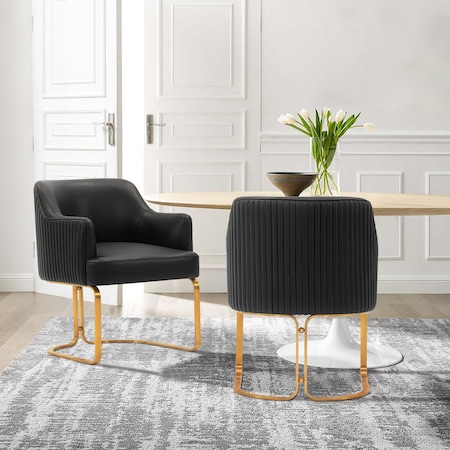 Manhattan Comfort Reeva Dining Armchair in Black, PK2 2-DC078-BK