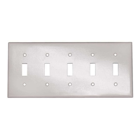 Leviton 5-Gang Toggle Switch Wall Plate, White 88023