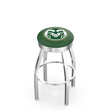 Holland Bar Stool Co 25" Chrome Colorado State Swivel Bar Stool, Accent Ring L8C3C25ColoSt