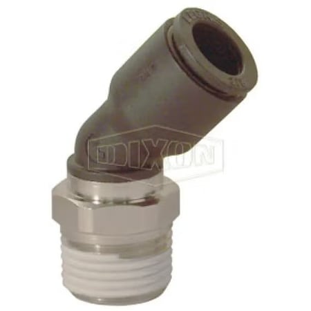 Dixon Legris by Push-In Elbow, 3/8 x 3/8 in Nominal, MNPT x Tube, 290 psi Pressure, Brass/Nylon, Domestic 31136018