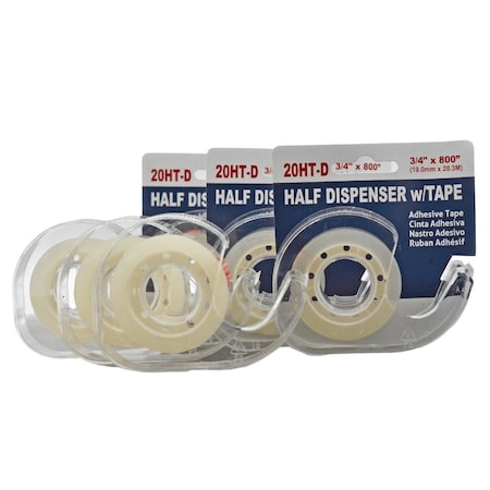 Wod Tape OST20D Office Clear Stationery Tape on Half Dispenser: 3/4 in. x 800 in., 96PK WOD OST20D-00750-96-800-CLE