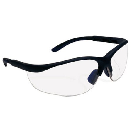 Bouton Optical Semi-Rimless Safety Glasses with Black Frame, I/O Lens and Anti-Scratch Coating 250-21-0402