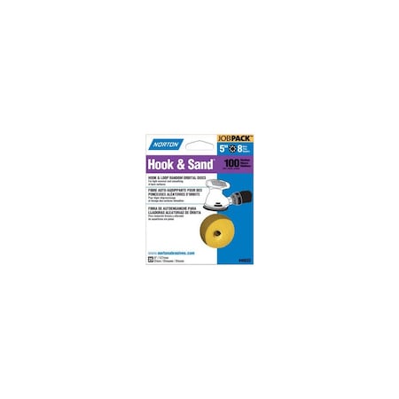Norton Sandpaper Vacuum Disc Hook & Sand 5" Aluminum Oxide Hook and Loop A290 100 Grit Medium 25, 25PK 07660749222