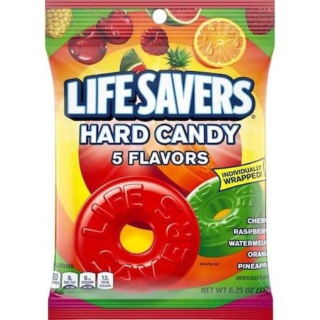 Lifesavers Hard Candy, Cherry, Orange, Pineapple, Raspberry, Watermelon, 6.25 oz Bag 407120