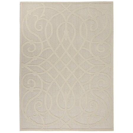 Homeroots 6' X 9' Cream And Beige Trellis Indoor Outdoor Area Rug 550464
