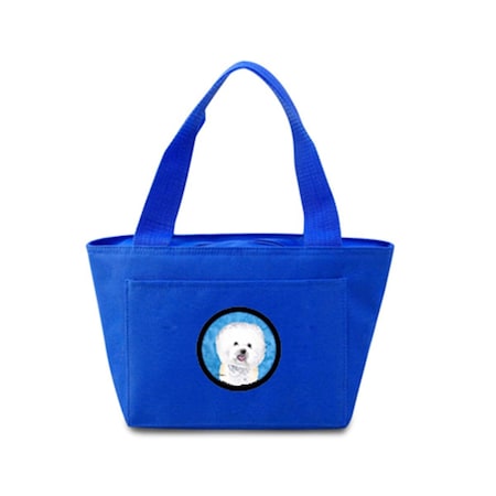 Carolines Treasures 15 x 7 in. Bichon Frise Zippered Insulated School Washable and Stylish Lunch Bag Cooler- Blue SC9135BU-8808
