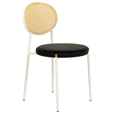 Leisuremod Euston Dining Chair with Velvet Seat and White Steel Frame in Black ECW17BL