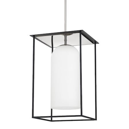 Mitzi Teres 1 Light Pendant 28 In. Polished Nickel/Textured Black H644701L-PN/TBK