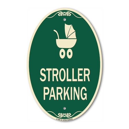 Signmission Stroller Parking With Graphic, 12 Inch X 18 Inch Architectural Oval, Heavy Gauge Aluminum A-OV-G-1218-22832