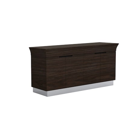 Homeroots 70in Dark Brown Two Drawer Buffet Table with Four Doors 366213