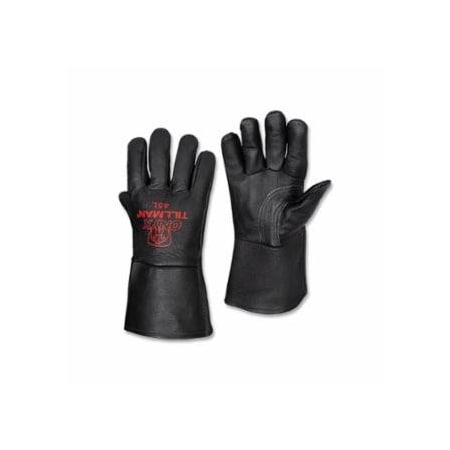 Tillman MIG Welding Gloves, 45 Onyx, Top Gr Pigskin, Thumb Strap Reinforcement, Med, Black, 4 in Cuff 724-45M