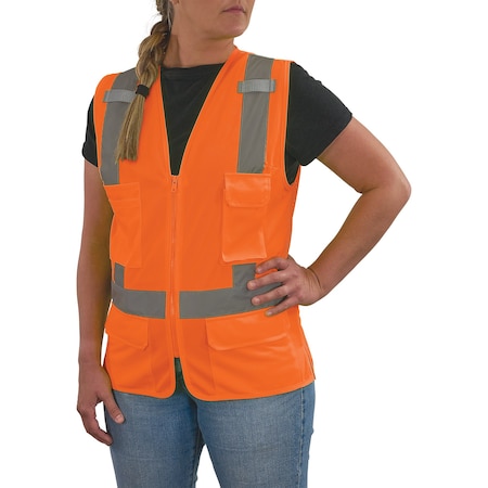 Ergodyne 2XL Orange Class 2 Womens Hi-Vis Surveyor Vest 8247ZW-S