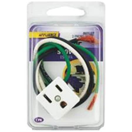 Jandorf Outlet 3 Prong Wht 2 Wire Lead 61017 3402286
