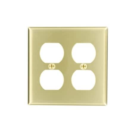 Leviton Receptacle Wallplate, Standard Size, Gang 2, Brass 81016