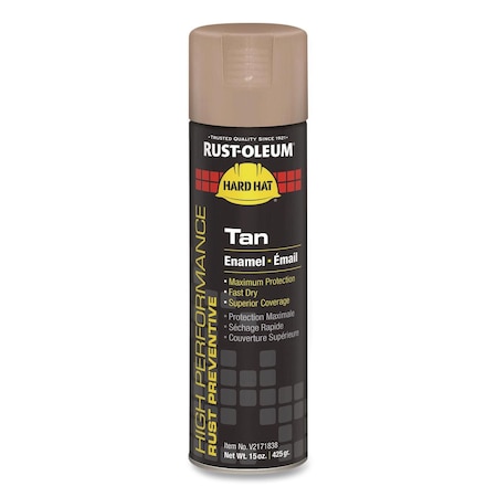 Rust-Oleum Hard Hat High Performance V2100 System Rust Preventive Enamel Spray Paint, Gloss Tan, 15 oz Can, 6PK V2171838