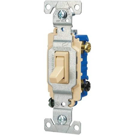 Eaton Wiring Devices Toggle Switch, 15 A, 120 V, Polycarbonate Housing Material, Ivory C1303-7LTV-L