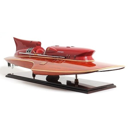Homeroots 10" Solid Wood Hand Painted Ferrari Hydroplane Large Model Boat 401947