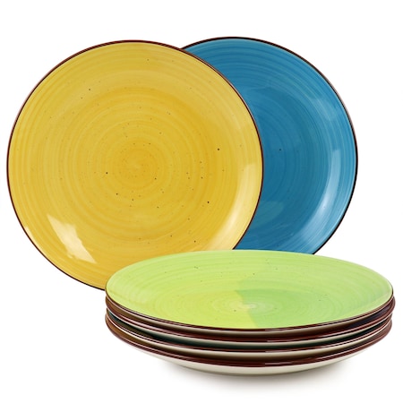 Elama Sebastian 6 Piece Stoneware Dinner Plate Set in Assorted Colors ELM-SEBASTIAN6
