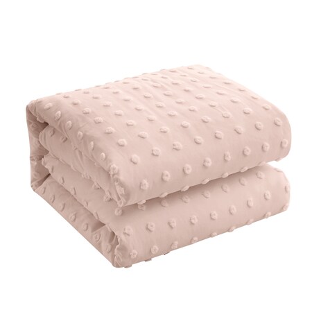 Homeroots Blush Twin Polyester 220 Thread Count Washable Duvet Cover Set 529039