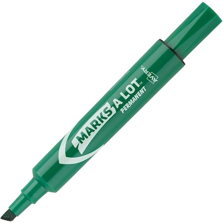 Marks-A-Lot Permanent Marker  Regular Chisel Tip  Green  Dozen 7885