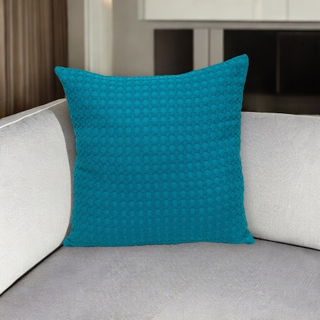 Homeroots 20" Blue Cotton Throw Pillow With Texture 529309