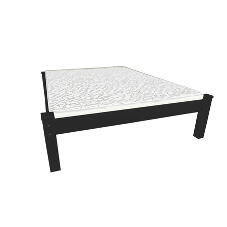 Homeroots Black Solid Wood Queen Bed Frame 546718
