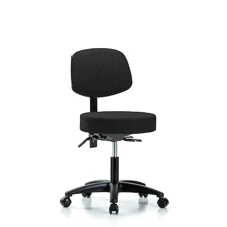 Blue Ridge Ergonomics Desk Stool, Fabric, Bk, Tilt Casters, Blk BR-FDHST-RG-T1-RC-F42