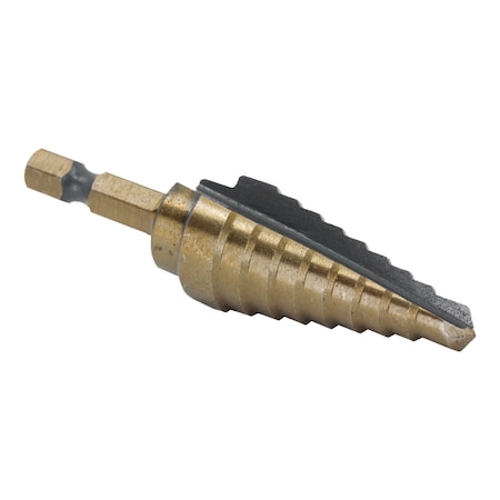 Drill America No 3 HSS Black & Gold Quick Change Hex Shank Step Drill Bit (1/4" - 3/4" by 1/16") STE3HEX