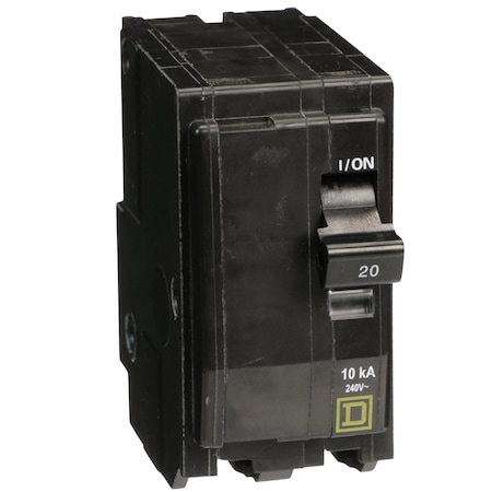 Square D Miniature Circuit Breaker, QO Series, 20A, 2 Pole, 240V AC, 10kA at 120/240V AC QO220H