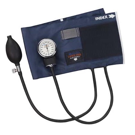 Fitnessfreak Precision Latex Free Aneroid Sphygmomanometer - Blue Nylon Cuff Adult FI62073