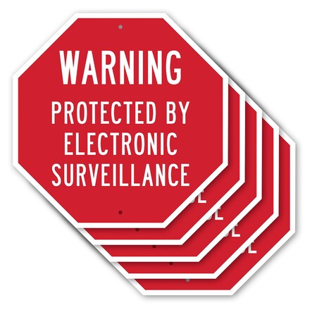 Signmission Warning Protected by Electronic Sur, 10 inch X 10 inch, Aluminum Metal Signs, 5PK OC-A-5Pack-10-332