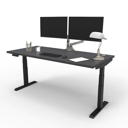 We'Re It Electric Sit Stand Desk, 46.25 H, 30 W X Laminate wood, metal, Black, Burnt Strand VL23BLK7230-6307